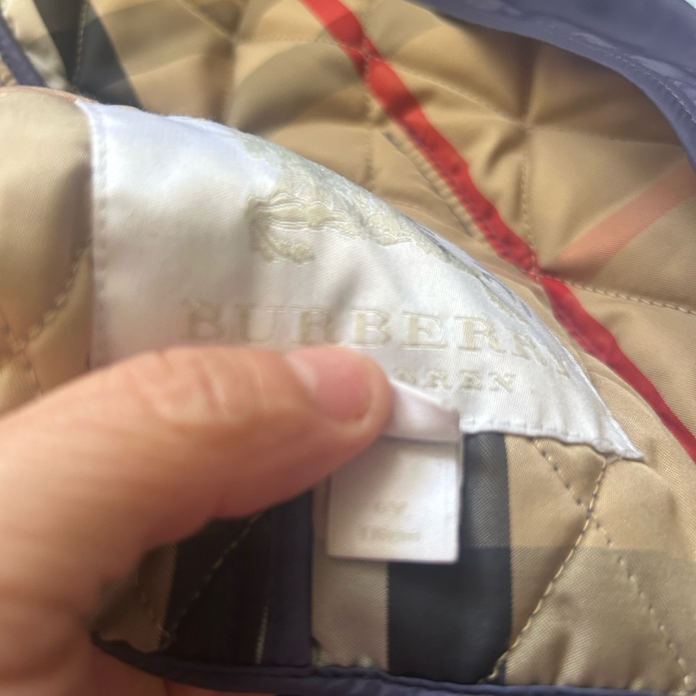 Navy Blue Burberry Quilted Children’s Jacket  6Y Classic Plaid Preppy Designer - Picture 12 of 13